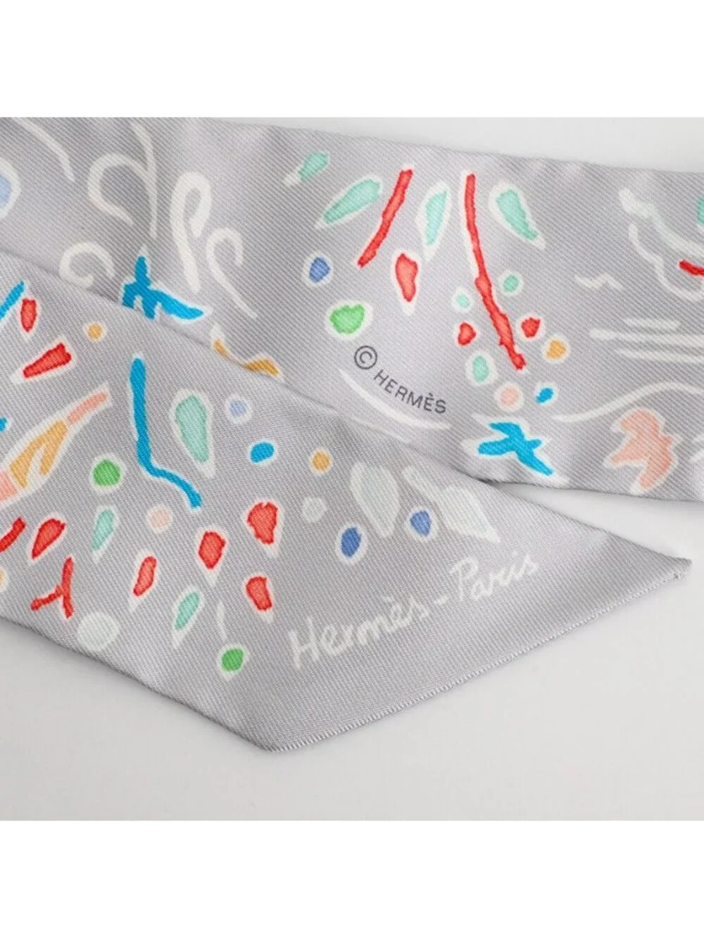 Hermes Scarf Twilly Scarves Gray